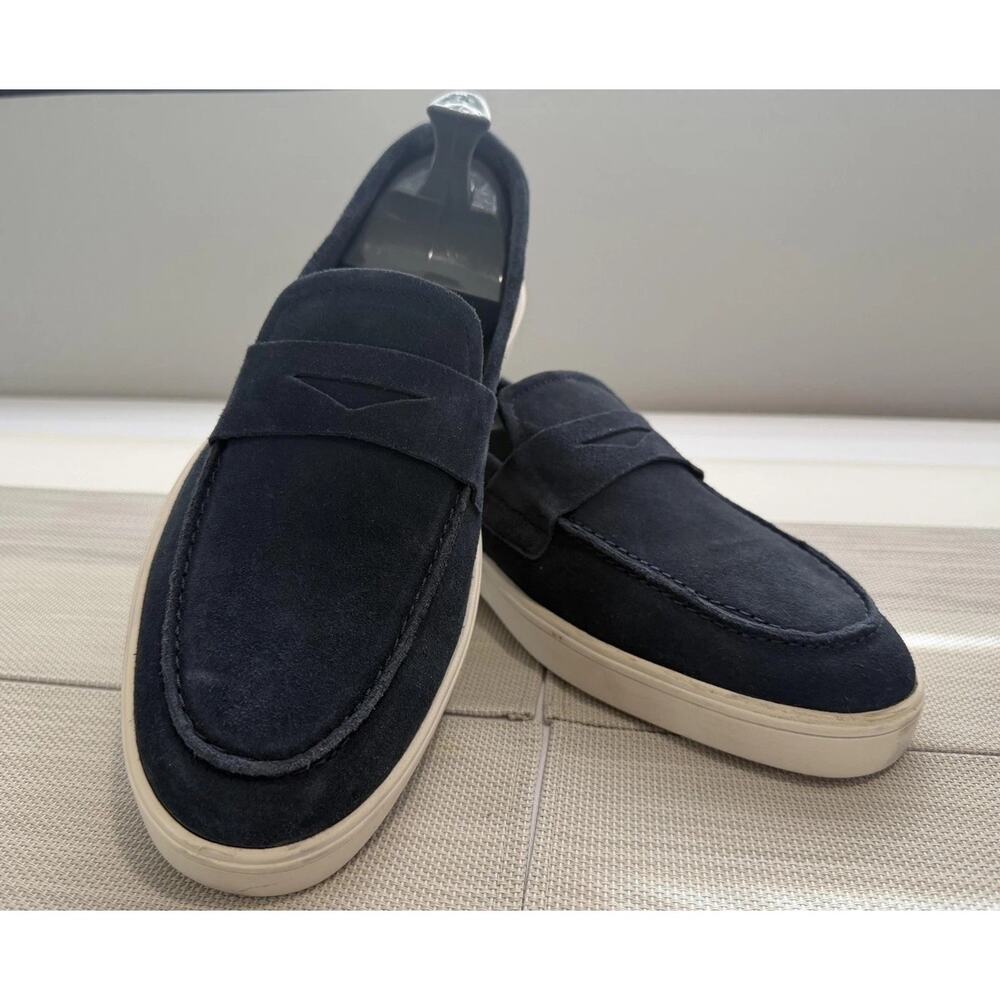 Franco Fortini Shoes Mens Size 10 Blue Suede Cameron Slip On Loafers 502431